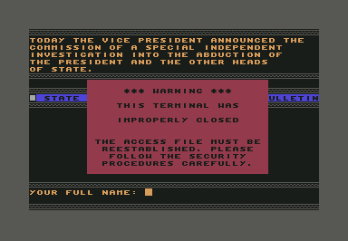 The President Is Missing screenshot 3 for Commodore 64